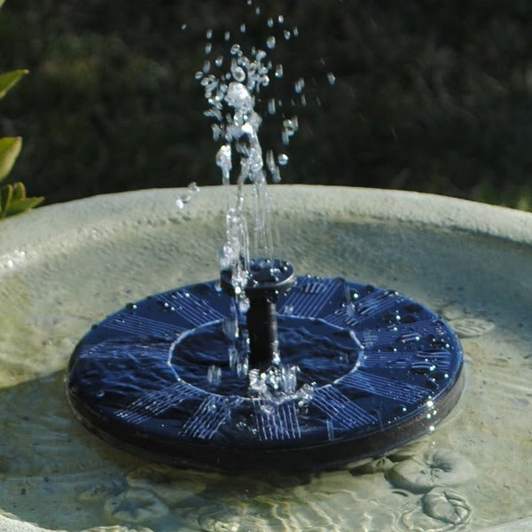 Solar-Springbrunnen für Vogeltränke, Gartenteich und Terrasse – Ø 17,5 cm, 4 Sprühbilder, schwimmend, ohne Kabel und Batterien, Schwarz