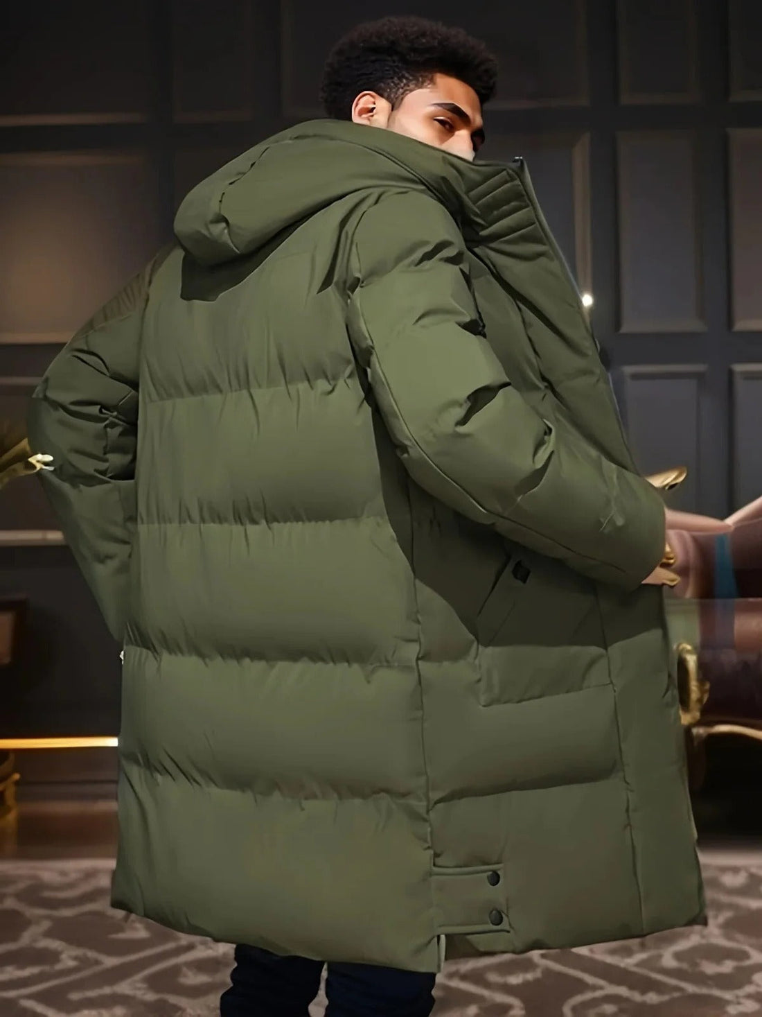 Lange Winterjacke für Herren, wasserdicht und warm gefüttert, mit verstellbarer Kapuze für Arbeitsweg und Spaziergang – XS bis 4XL, 2 Farben