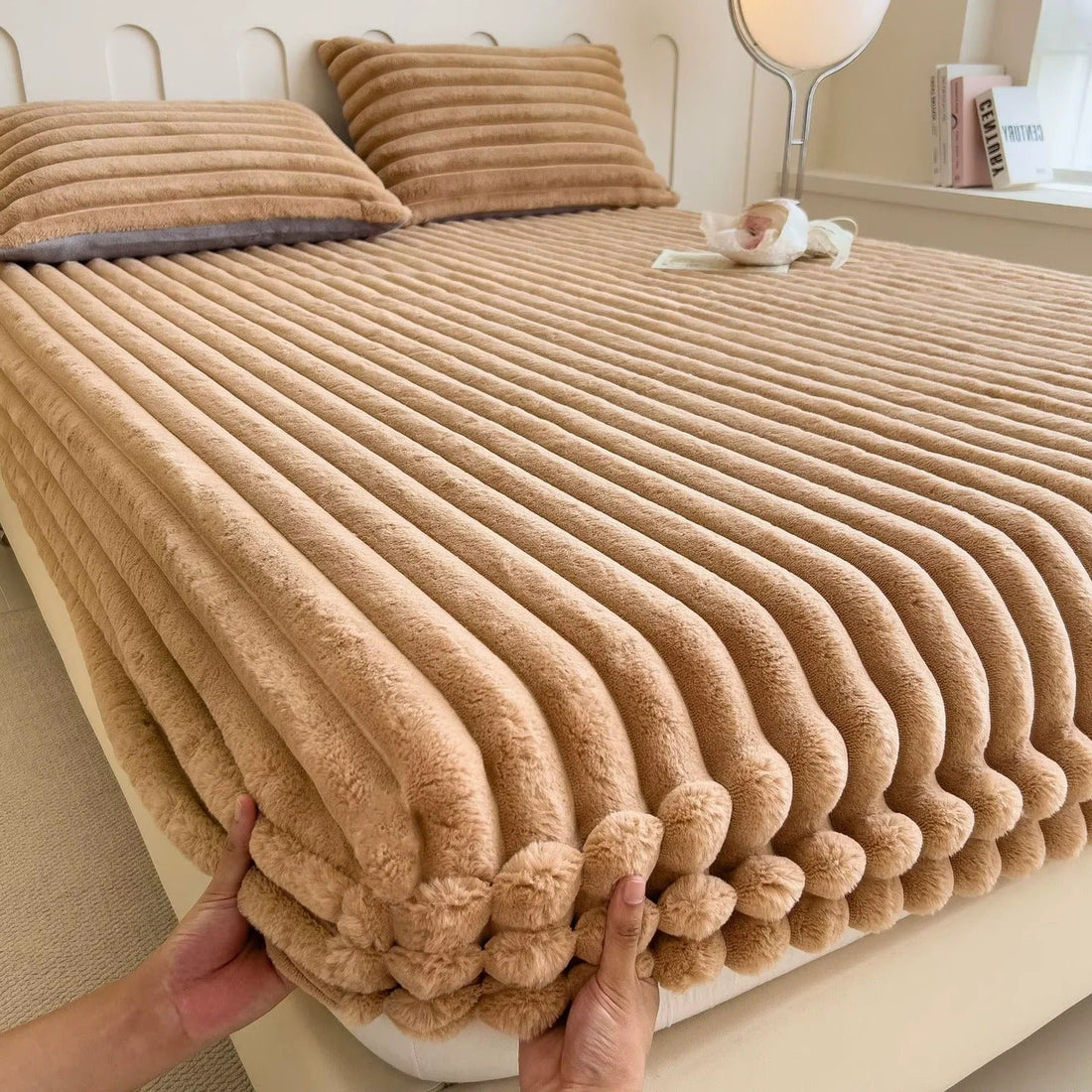 Weiches Spannbettlaken mit Rippstruktur für Matratzen jeder Höhe – 97 × 191 bis 193 × 203 cm, tiefe Taschen, knitterarm, 5 Farben