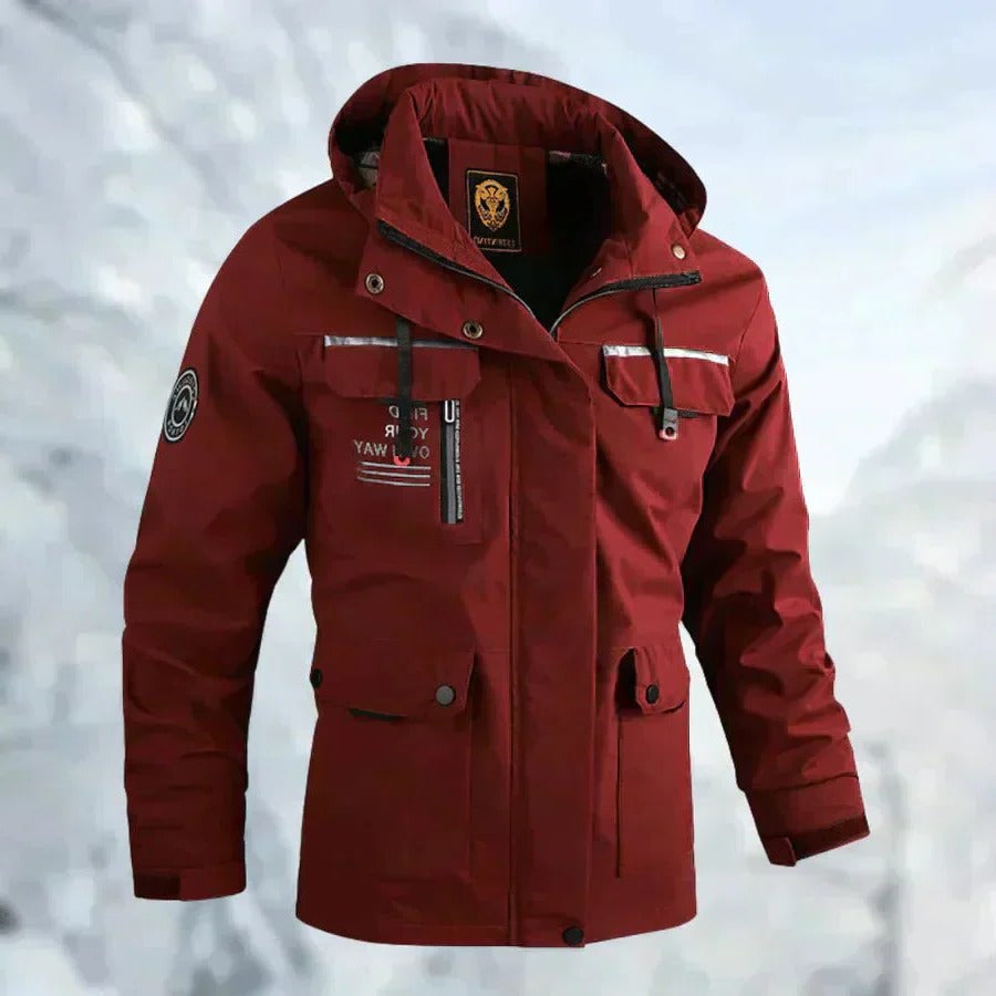 Wind- und wasserdichte Outdoorjacke für Herren mit verstellbarer, abnehmbarer Kapuze für Wandern und Camping – atmungsaktiv, XS bis 2XL, 4 Farben