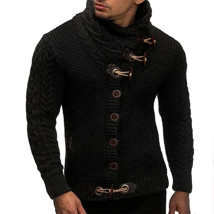 Herren-Strickjacke mit Schalkragen und Knebelverschlüssen aus dickem Strick für kalte Tage – Knopfleiste, Taschen, XS bis XL, in 6 Farben