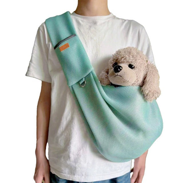Atmungsaktive Hunde-Umhängetasche für kleine Hunde bei Spaziergängen und Ausflügen – bis ca. 7 kg, offene Oberseite, verstellbarer Gurt, 6 Farben