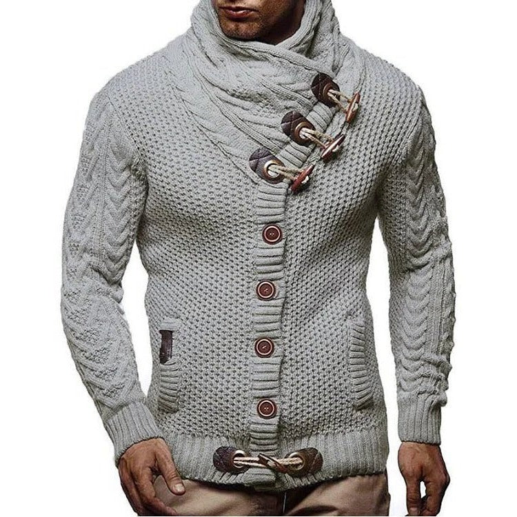 Herren-Strickjacke mit Schalkragen und Knebelverschlüssen aus dickem Strick für kalte Tage – Knopfleiste, Taschen, XS bis XL, in 6 Farben