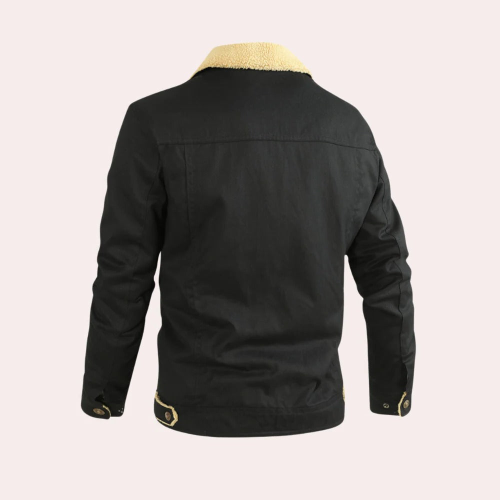 Herrenjacke mit Teddyfutter und Teddykragen im Vintage-Stil für Winter, Stadt und Abend – Knopfleiste, Brusttaschen mit Patte, S bis 3XL, 5 Farben