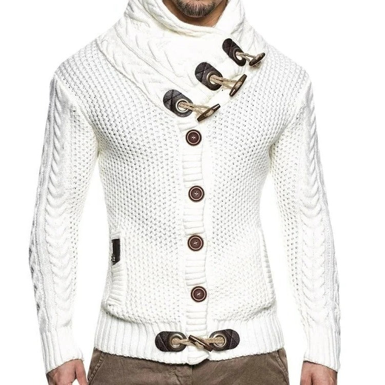 Herren-Strickjacke mit Schalkragen und Knebelverschlüssen aus dickem Strick für kalte Tage – Knopfleiste, Taschen, XS bis XL, in 6 Farben