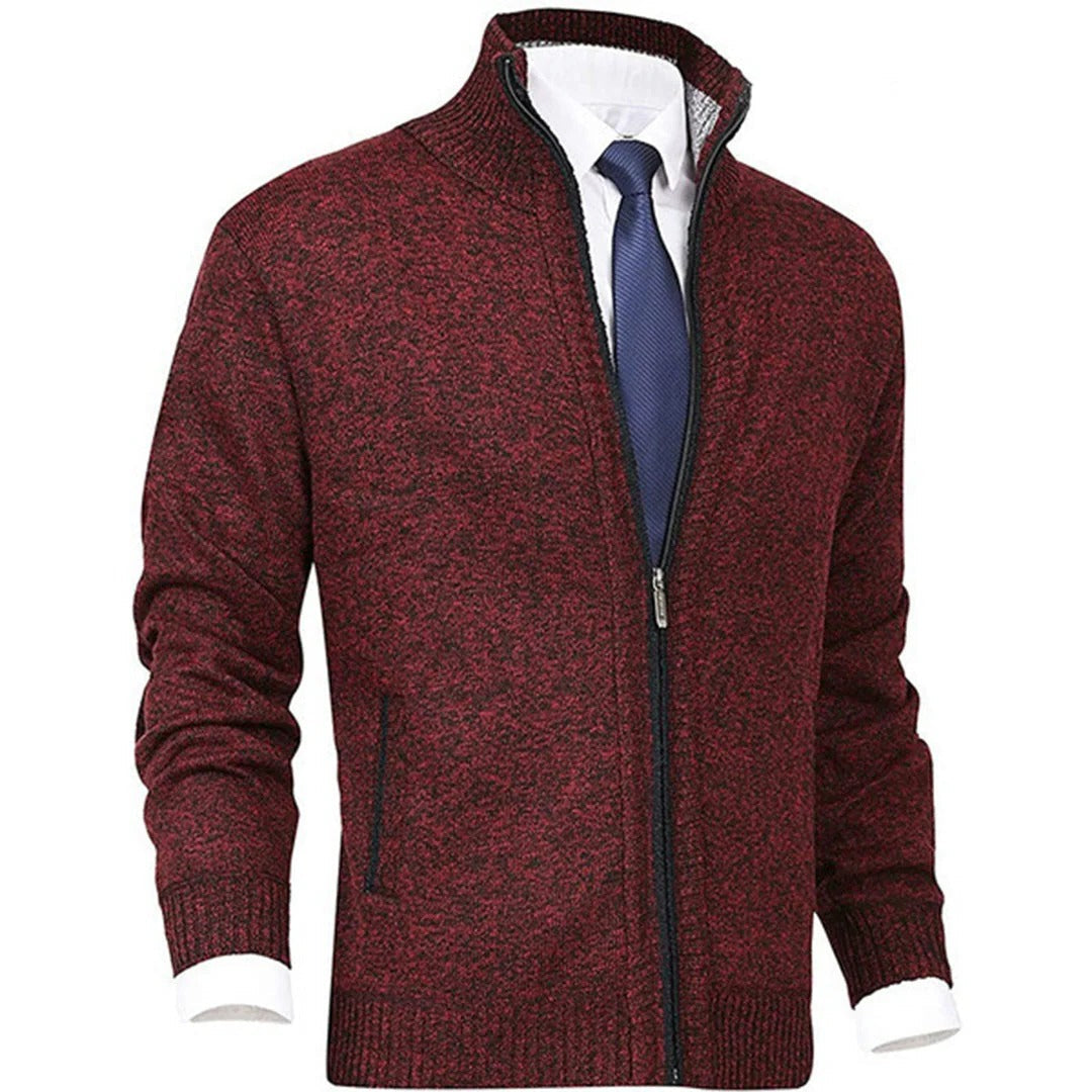 Herren-Strickjacke mit Reißverschluss und Stehkragen für Arbeit, Freizeit und Reisen – warm und weich, Seitentaschen, M bis 3XL, 6 Farben