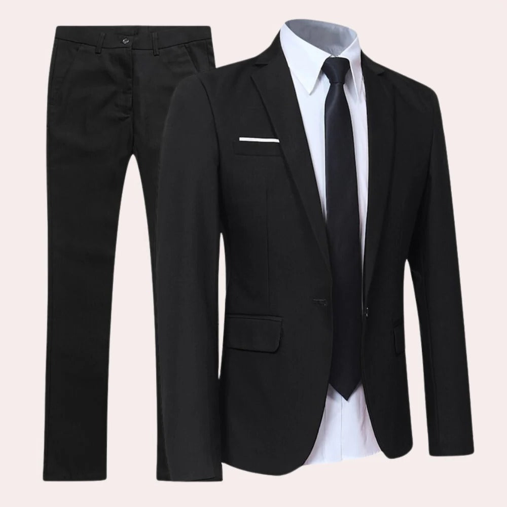 Zweiteiliger Herrenanzug mit Sakko und Hose in Slim Fit für Hochzeit, Business und Abend – Polyester, S bis 3XL, in 4 Farben