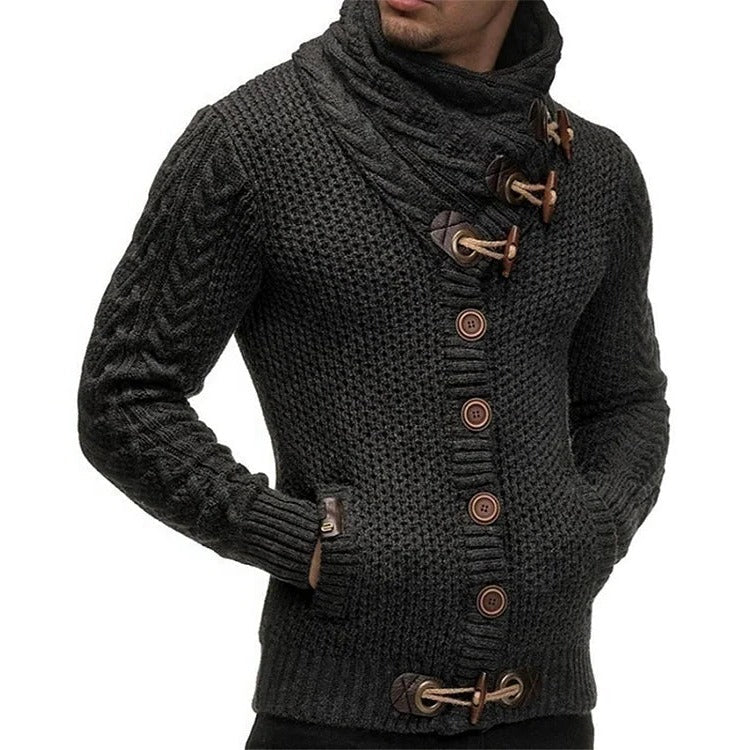 Herren-Strickjacke mit Schalkragen und Knebelverschlüssen aus dickem Strick für kalte Tage – Knopfleiste, Taschen, XS bis XL, in 6 Farben