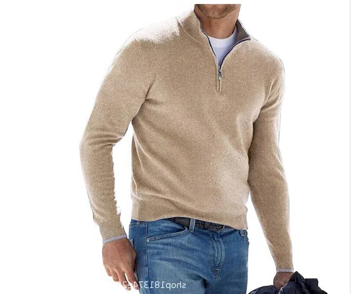 Herren-Pullover mit Reißverschluss für Alltag, Büro und Freizeit – Langarm, unifarben, für Herbst, Winter und Frühling, M bis 5XL, 9 Farben