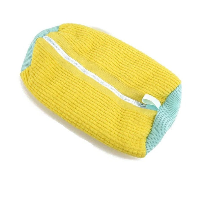 Schuhwaschbeutel mit Reißverschluss für die Waschmaschine für Sneaker und Turnschuhe – Polyester, Flausch- oder Netzbeutel, ca. 39 × 19 cm, 5 Farben