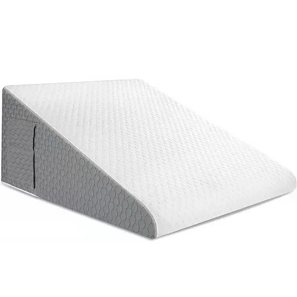 Keilkissen aus Memory-Schaum in Dreiecksform für Schlafen und Lesen im Bett – abnehmbarer, waschbarer Bezug, rutschfeste Unterseite, 2 Taschen