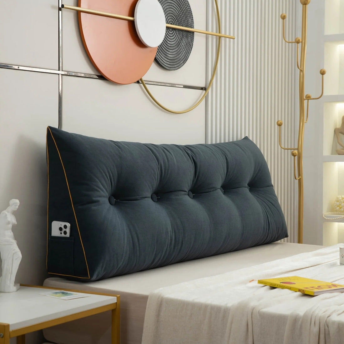 Keilkissen als Rückenkissen für Bett und Sofa zum aufrechten Sitzen – 100, 150 oder 200 cm breit, Bezug aus Bio-Baumwolle, 11 Farben