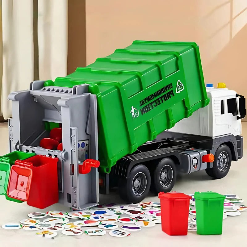 Interaktiver Müllwagen für Kinder als Spielfahrzeug für Kinderzimmer und Rollenspiel – Grün, Blau oder Orange