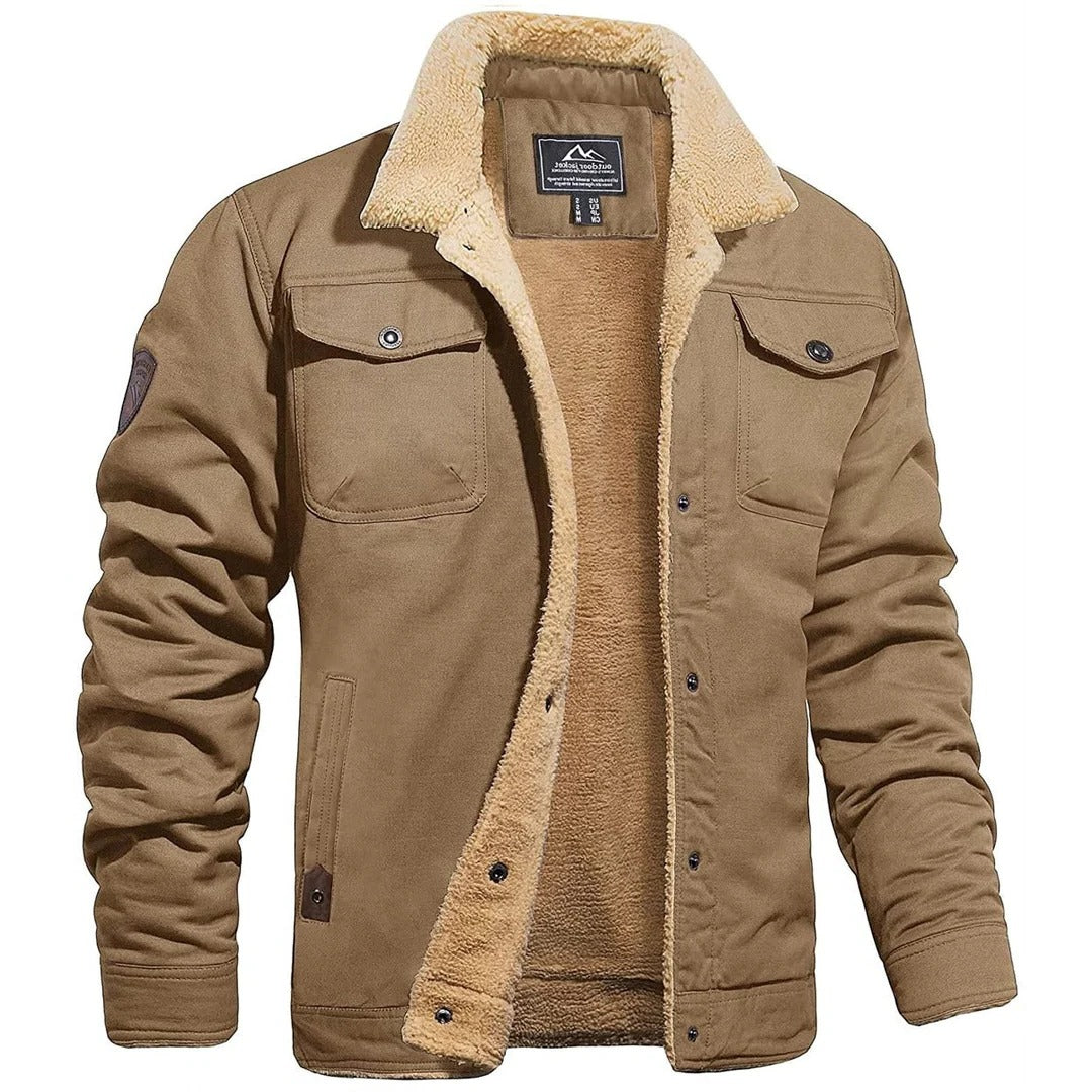 Herrenjacke mit Teddyfutter und Teddykragen im Vintage-Stil für Winter, Stadt und Abend – Knopfleiste, Brusttaschen mit Patte, S bis 3XL, 5 Farben