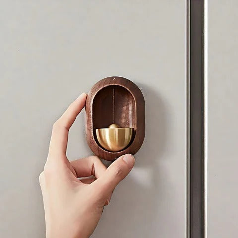 Türglocke aus Holz mit goldfarbener Metallglocke für Eingangstür und Laden – Holzgehäuse oval oder in Vogelform, Landhausstil