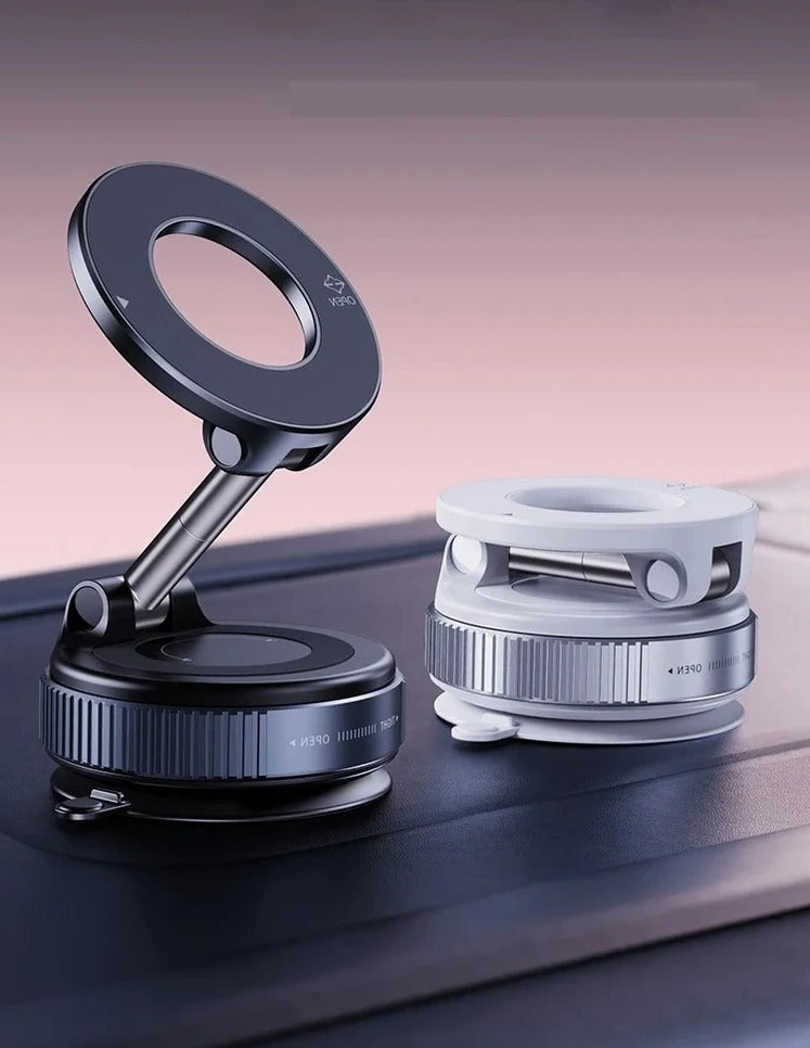 Magnetische Kfz-Handyhalterung mit Saugnapf für Armaturenbrett und Windschutzscheibe – 360° drehbar, klappbare Arme, 8,4 × 8,1 × 4,8 cm, Metallic