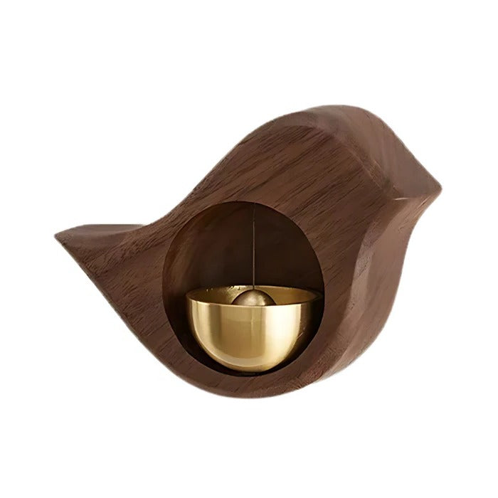 Türglocke aus Holz mit goldfarbener Metallglocke für Eingangstür und Laden – Holzgehäuse oval oder in Vogelform, Landhausstil