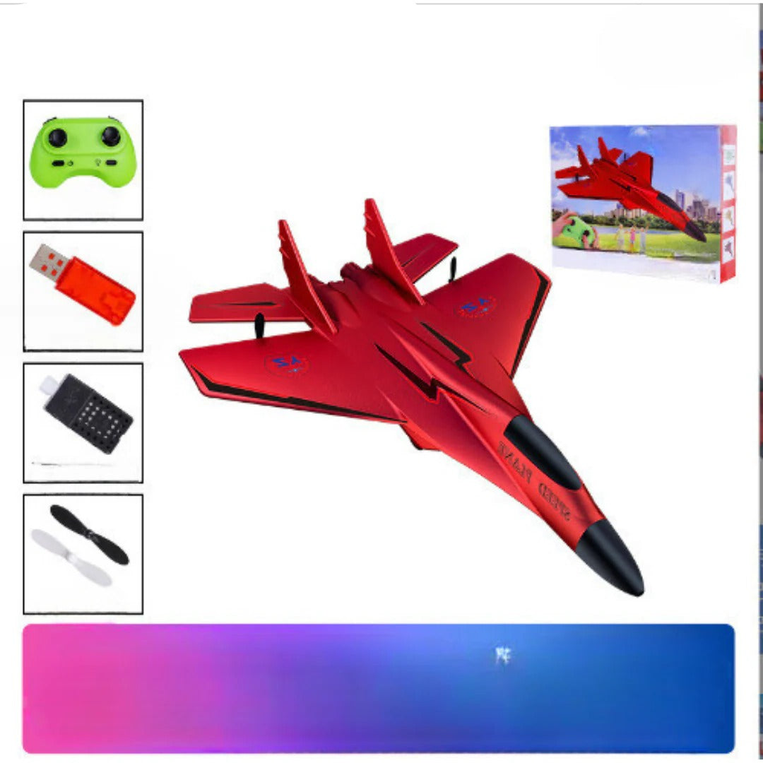 Ferngesteuertes Flugzeug aus bruchfestem Material für Kinder und Erwachsene – leicht, aerodynamisch, für freie Flächen, Blau, Gelb oder Rot
