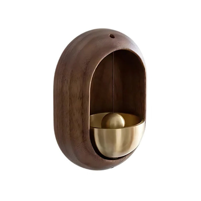 Türglocke aus Holz mit goldfarbener Metallglocke für Eingangstür und Laden – Holzgehäuse oval oder in Vogelform, Landhausstil