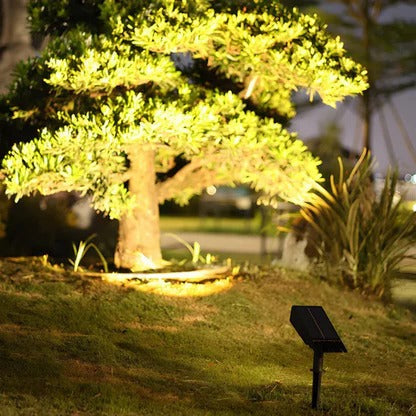 Solar-LED-Strahler mit Zoomlinse für Garten, Rasen und Terrasse – IP65, RGB und Warmweiß 3000 K, bis 12 h Leuchtdauer, Schwarz