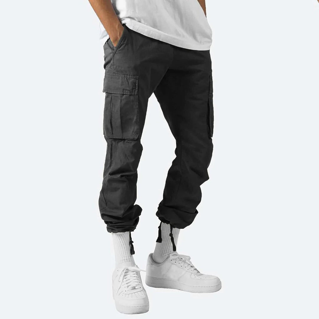 Cargohose für Herren mit Gummibund und Cargotaschen für Freizeit, Büro und Outdoor – Kordelzug, Saum mit Tunnelzug, S bis 5XL, 6 Farben