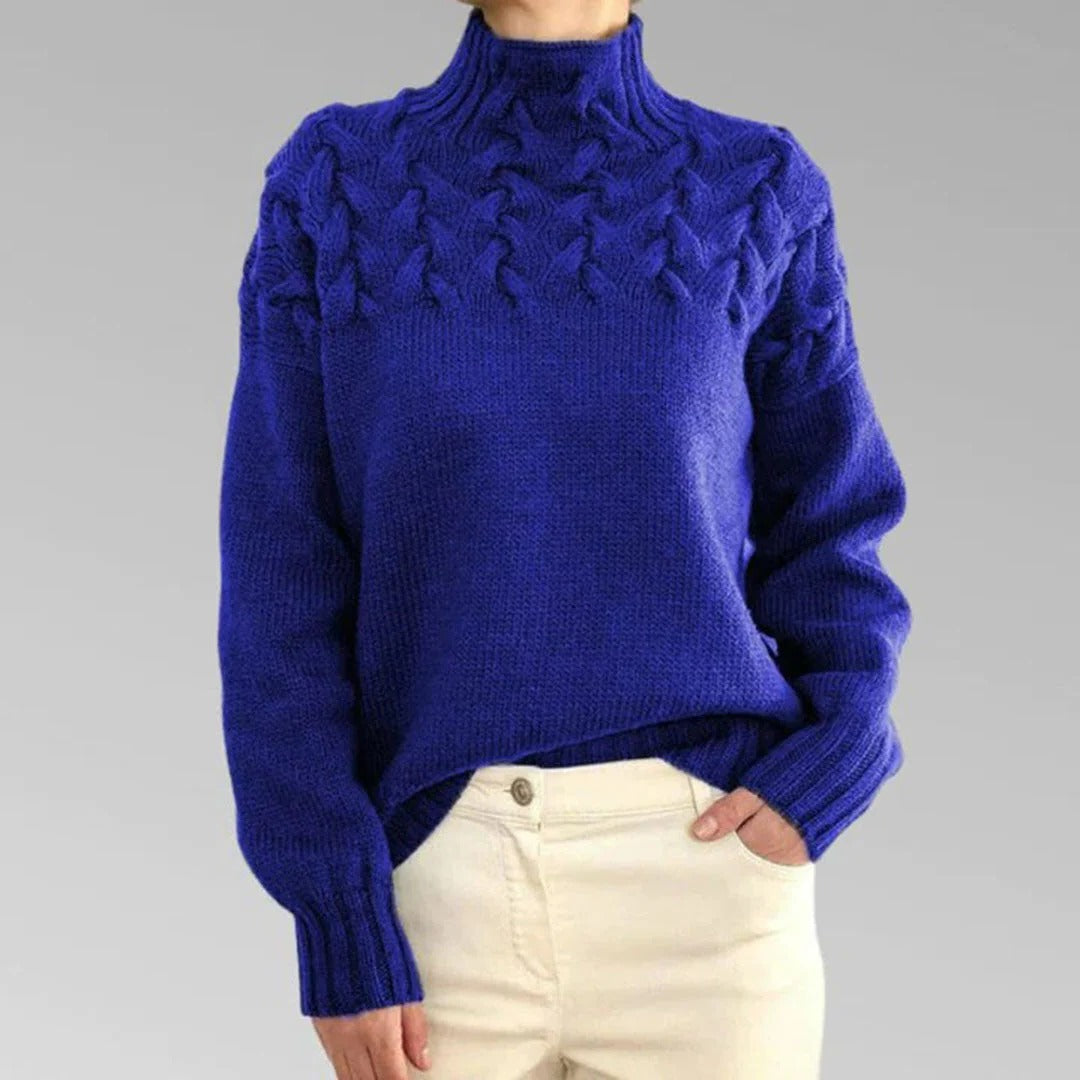 Rollkragenpullover mit Zopfmuster für Damen für kalte Tage und Winter – Grobstrick, hüftlang, gerippte Bündchen, S bis 2XL, 6 Farben