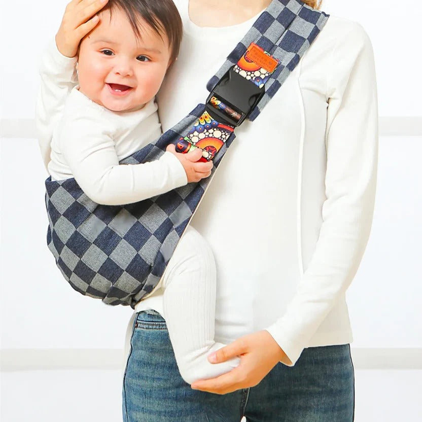 Verstellbare Babyschlinge mit Steckschnalle für Spaziergang, Zuhause und Reisen – Ein-Schulter-Trage, uni, gemustert oder kariert, 6 Designs