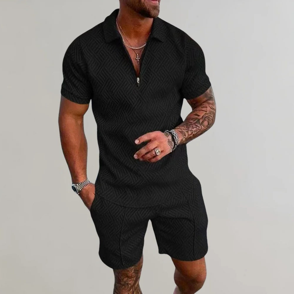 Sommer-Set für Herren aus Poloshirt und Shorts für Strandtage und Freizeit – Polyester, atmungsaktiv, pflegeleicht, S bis 3XL, in 6 Farben
