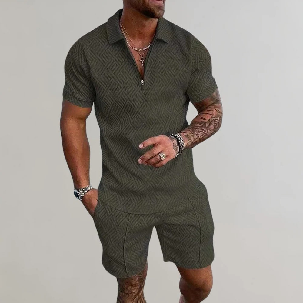 Sommer-Set für Herren aus Poloshirt und Shorts für Strandtage und Freizeit – Polyester, atmungsaktiv, pflegeleicht, S bis 3XL, in 6 Farben
