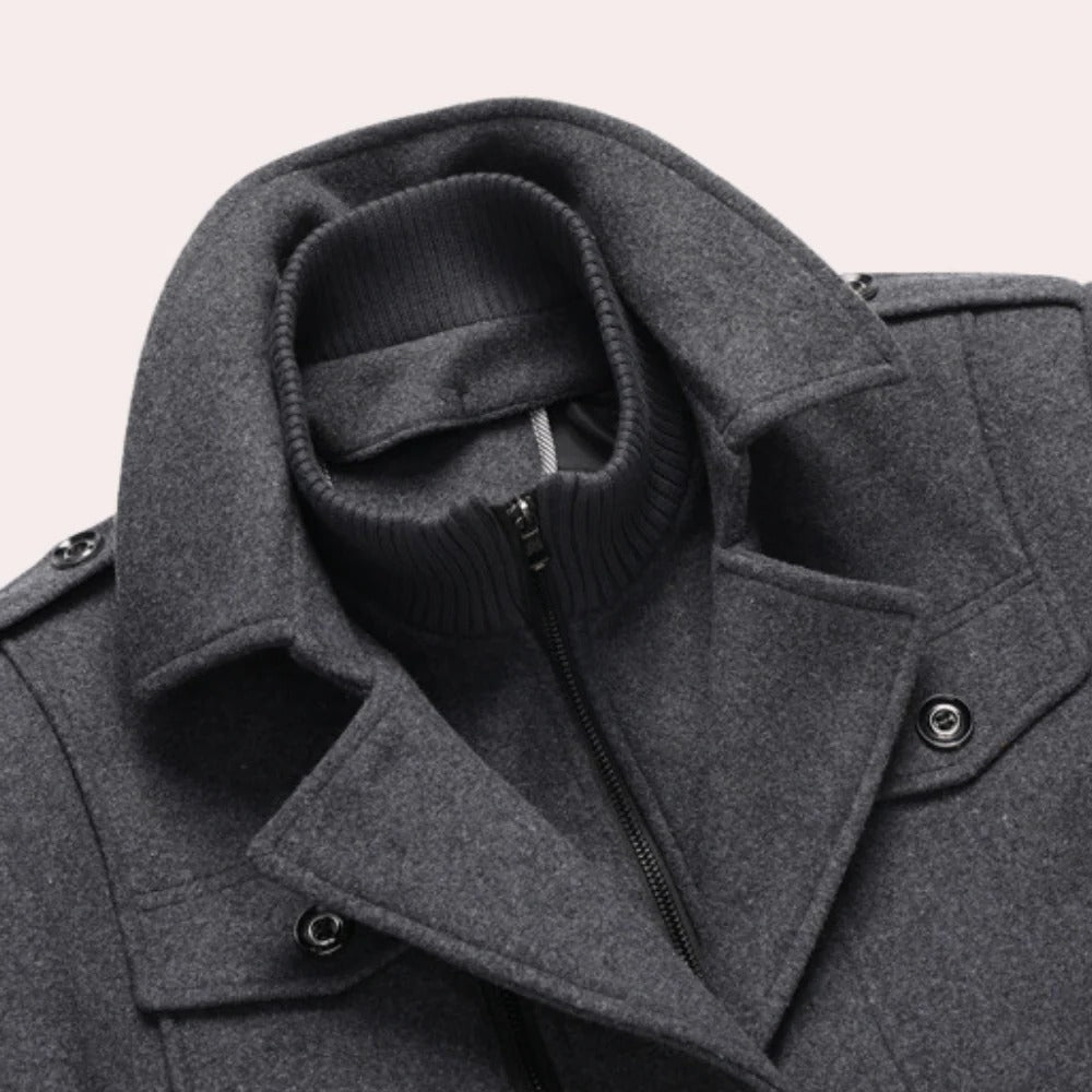 Wintermantel für Herren in Zweilagen-Optik mit Strick-Stehkragen und Thermofutter für Alltag und formelle Anlässe – große Taschen, M bis 5XL, 3 Farben