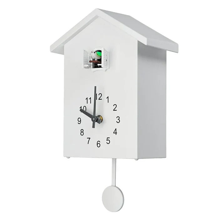 Kuckucksuhr in Pastellfarbe als Wanduhr für Wohnzimmer, Schlafzimmer und Flur – 25 × 20 × 11 cm, Kuckucksruf, batteriebetrieben, 3 Farben
