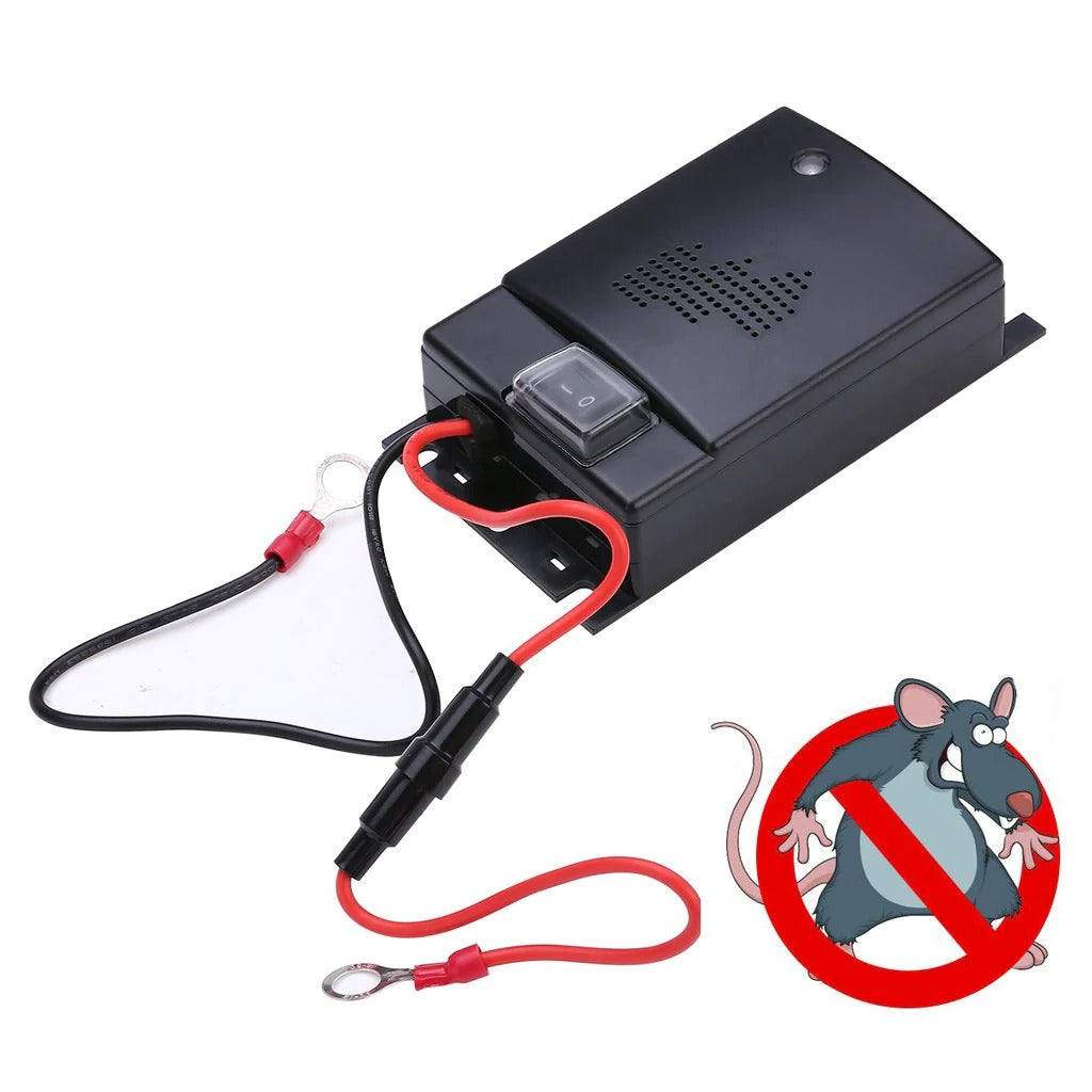 Ultraschall-Marderabwehr für Auto und Motorraum gegen Mäuse und Marder – 12 bis 45 kHz, 12-V-Anschluss, LED-Anzeige, kompakt