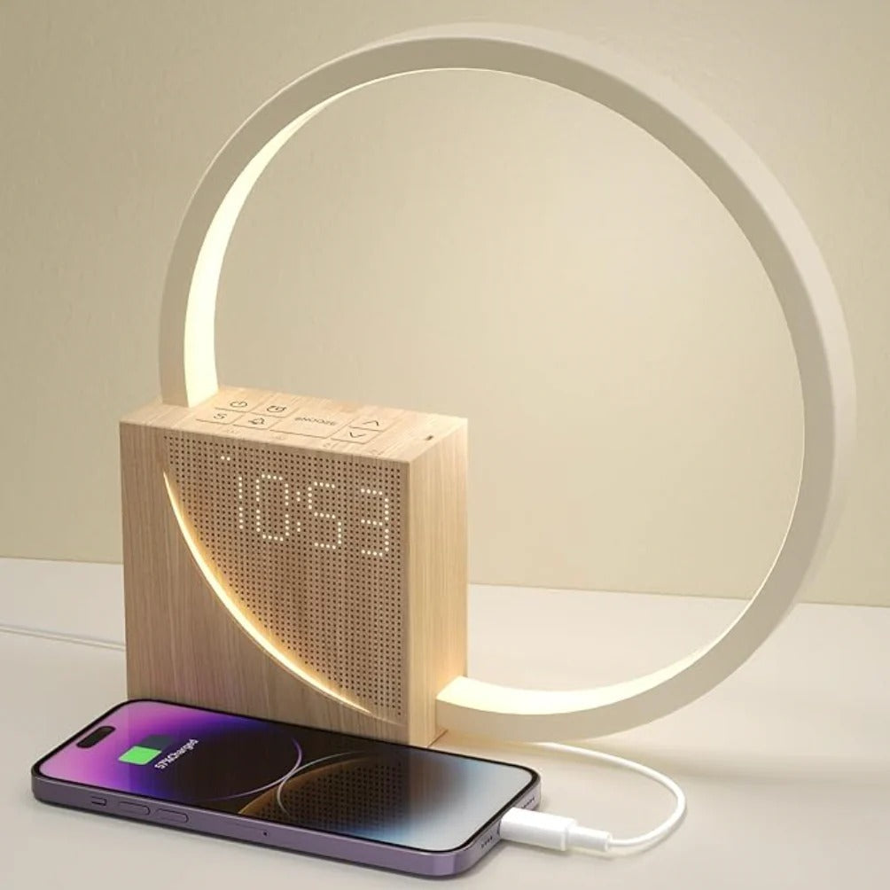 Lichtwecker mit Sonnenaufgangssimulation für Schlafzimmer und Morgenroutine – sanftes Aufwachen mit Licht, Nachttisch