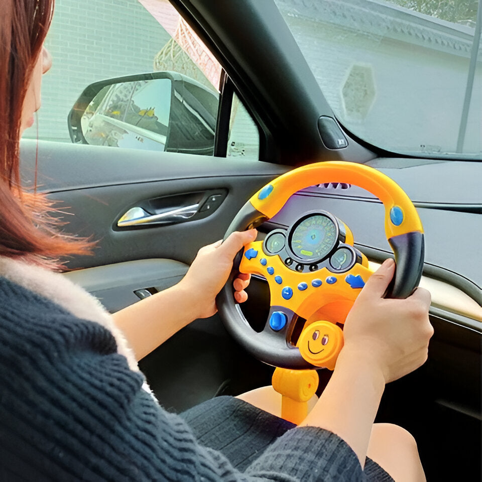 Interaktives Lenkrad-Spielzeug für Kinder für Autofahrt, Kinderzimmer und Rollenspiel – Fahrspiel zum Mitlenken, Gelb oder Grün