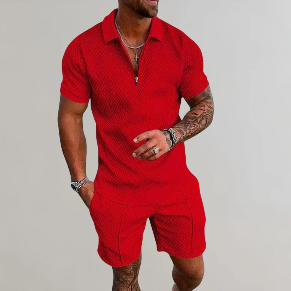 Sommer-Set für Herren aus Poloshirt und Shorts für Strandtage und Freizeit – Polyester, atmungsaktiv, pflegeleicht, S bis 3XL, in 6 Farben