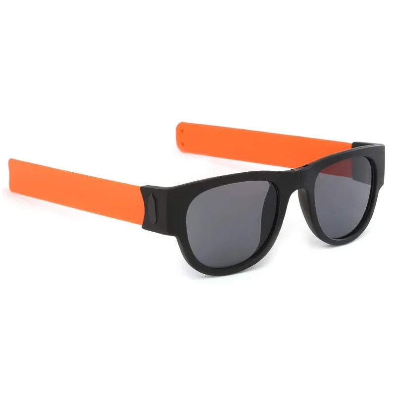Faltbare Sonnenbrille aus Kunststoff mit Wickelbügeln für Outdoor und unterwegs – 13,5 × 5 cm, polarisiert, verspiegelt oder UV400, 19 Farben