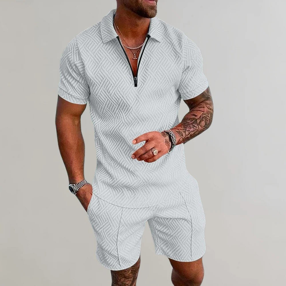 Sommer-Set für Herren aus Poloshirt und Shorts für Strandtage und Freizeit – Polyester, atmungsaktiv, pflegeleicht, S bis 3XL, in 6 Farben