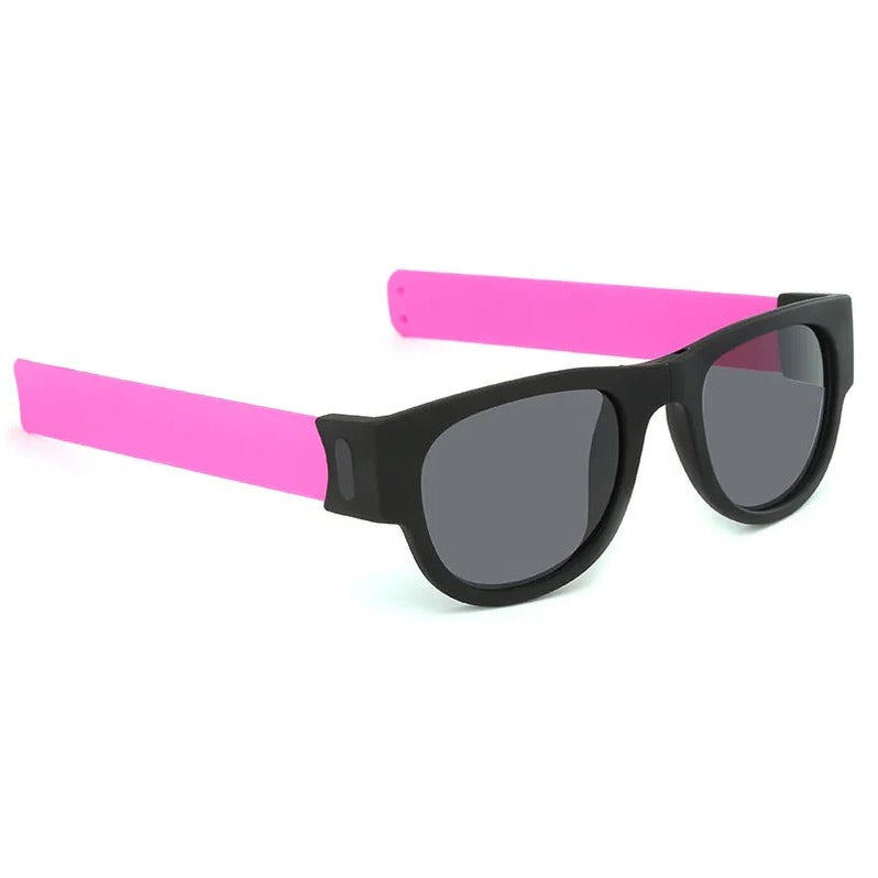 Faltbare Sonnenbrille aus Kunststoff mit Wickelbügeln für Outdoor und unterwegs – 13,5 × 5 cm, polarisiert, verspiegelt oder UV400, 19 Farben