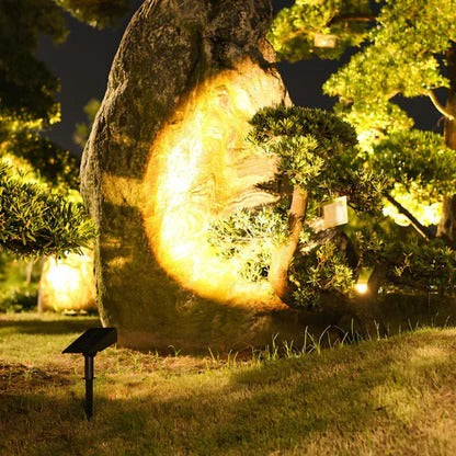 Solar-LED-Strahler mit Zoomlinse für Garten, Rasen und Terrasse – IP65, RGB und Warmweiß 3000 K, bis 12 h Leuchtdauer, Schwarz