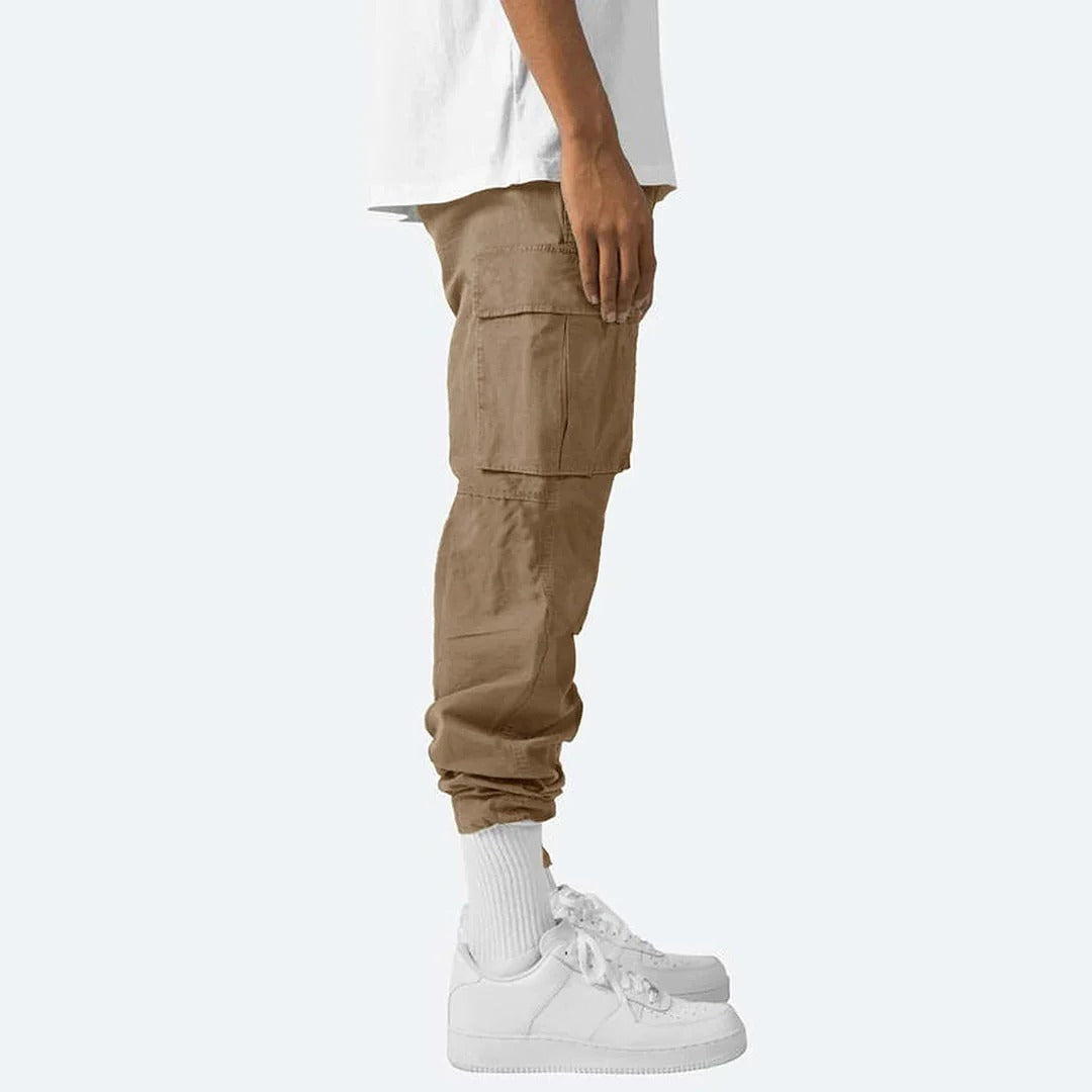 Cargohose für Herren mit Gummibund und Cargotaschen für Freizeit, Büro und Outdoor – Kordelzug, Saum mit Tunnelzug, S bis 5XL, 6 Farben
