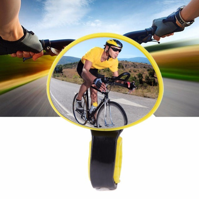 Fahrrad-Rückspiegel für den Lenker von Rennrad und Mountainbike – 360° drehbar, Befestigung per Band, Glas und ABS, ca. 9 × 5,8 cm, 3 Farben