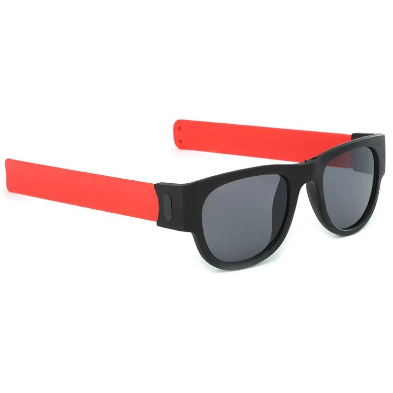 Faltbare Sonnenbrille aus Kunststoff mit Wickelbügeln für Outdoor und unterwegs – 13,5 × 5 cm, polarisiert, verspiegelt oder UV400, 19 Farben