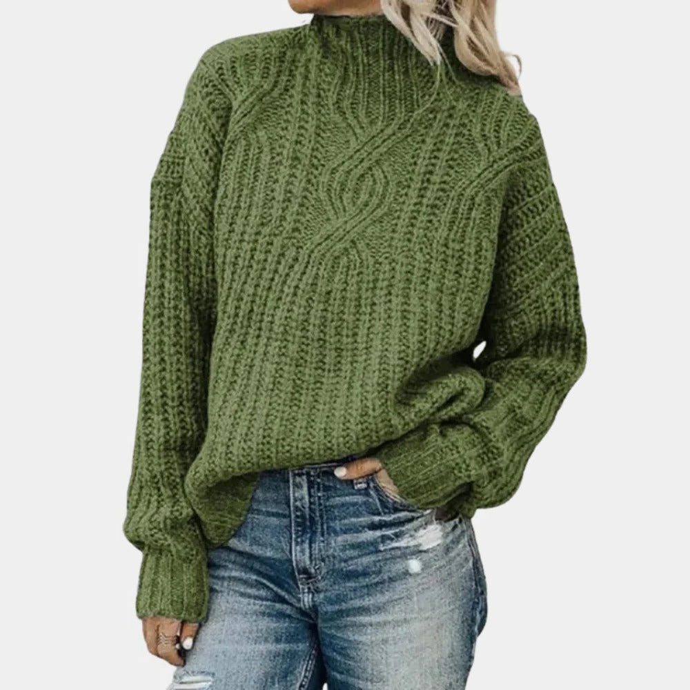 Weicher Strickpullover für Damen mit klassischer Passform für kalte Tage, Frühjahr und Herbst – S bis 2XL, in Grün, Weiß, Grau oder Schwarz
