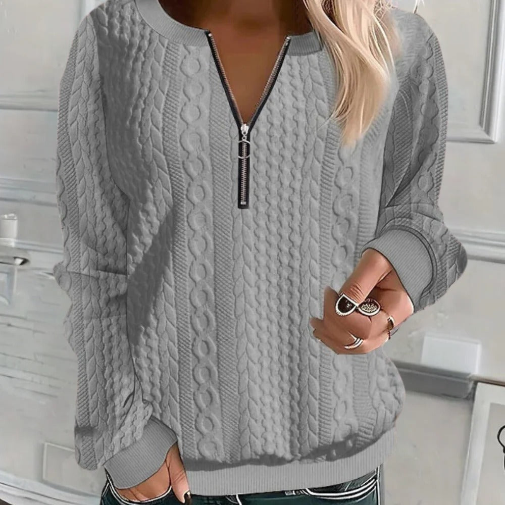 Weicher Strukturpullover für Damen mit lockerer Form für Frühling, Herbst und Winter – bequem, XS bis XL, Grau, Grün, Rosa, Weiß oder Schwarz