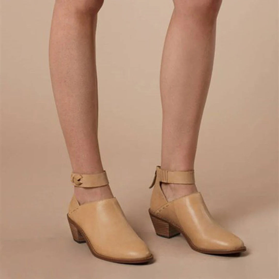 Damen-Stiefeletten aus PU-Leder mit Blockabsatz und Knöchelriemen für Alltag und Feiern – spitze Form, Reißverschluss, Größe 5 bis 12, 3 Farben