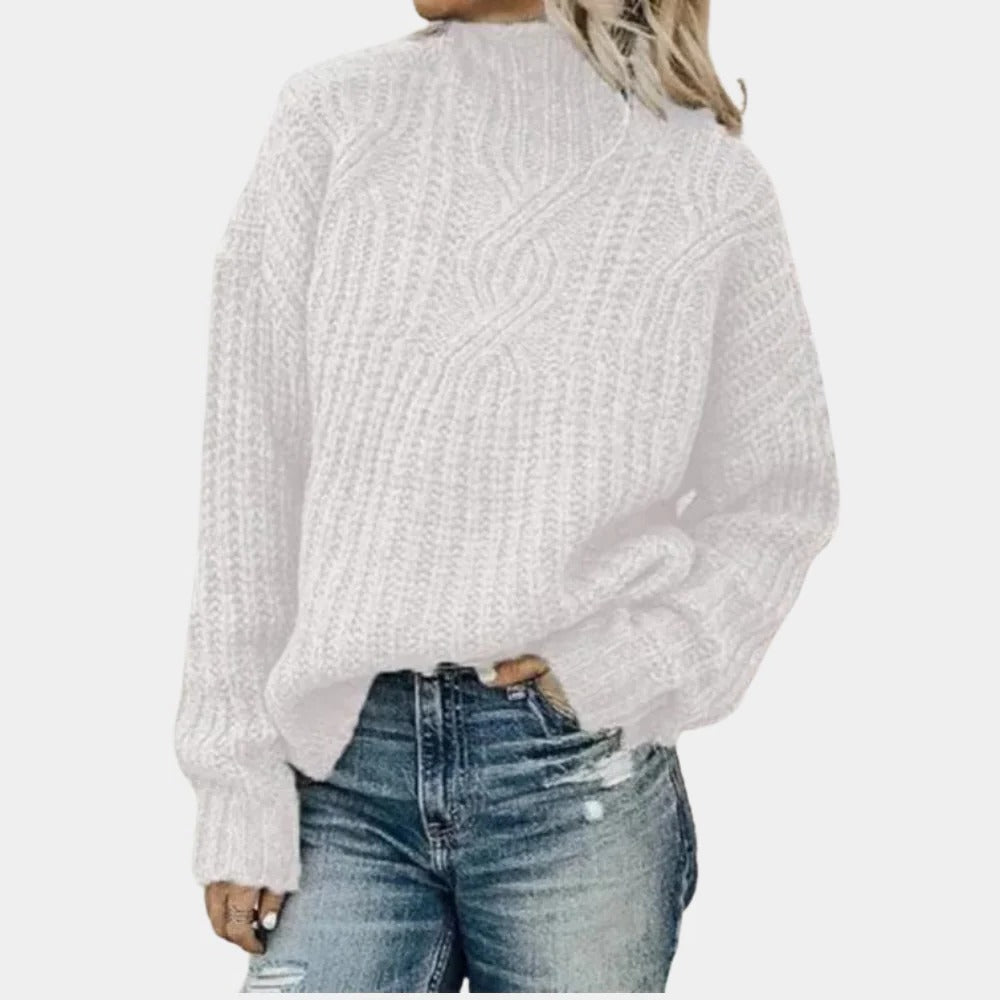 Weicher Strickpullover für Damen mit klassischer Passform für kalte Tage, Frühjahr und Herbst – S bis 2XL, in Grün, Weiß, Grau oder Schwarz