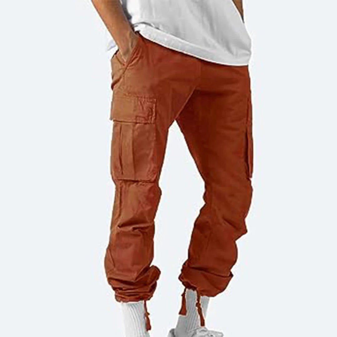 Cargohose für Herren mit Gummibund und Cargotaschen für Freizeit, Büro und Outdoor – Kordelzug, Saum mit Tunnelzug, S bis 5XL, 6 Farben