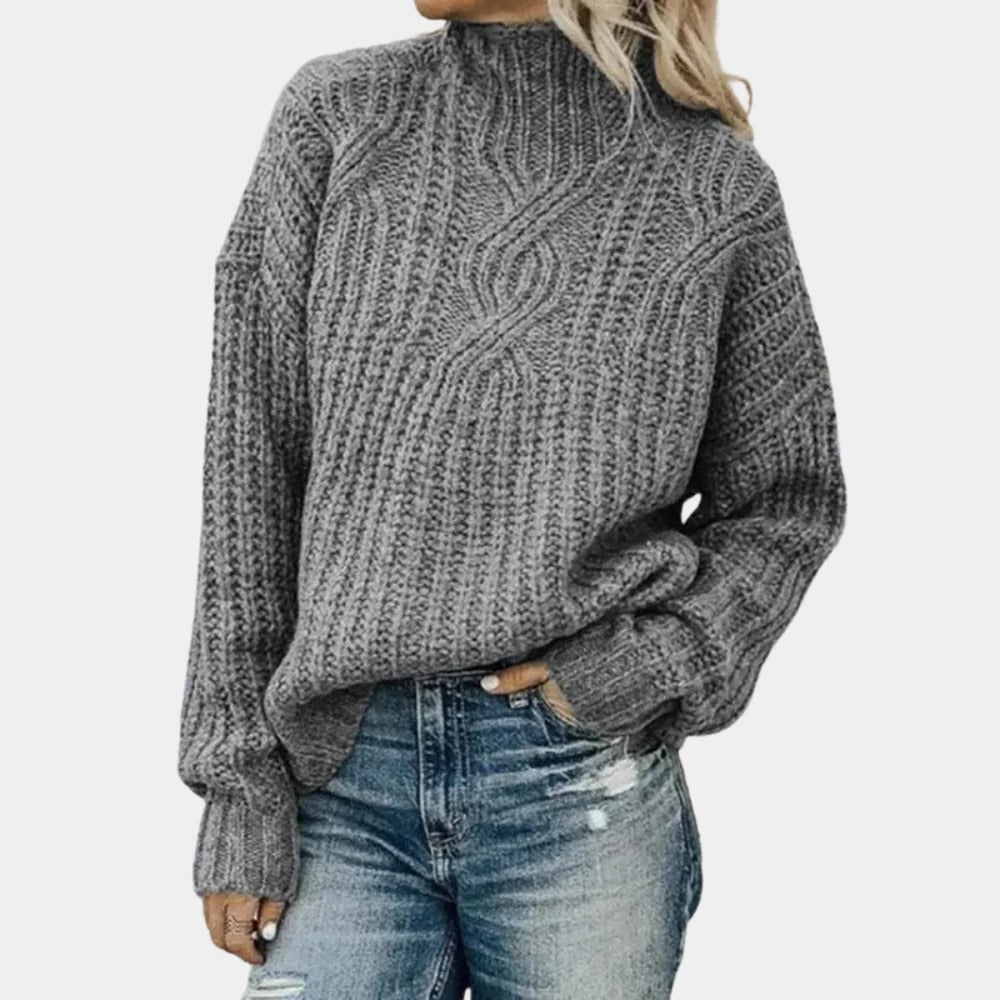 Weicher Strickpullover für Damen mit klassischer Passform für kalte Tage, Frühjahr und Herbst – S bis 2XL, in Grün, Weiß, Grau oder Schwarz