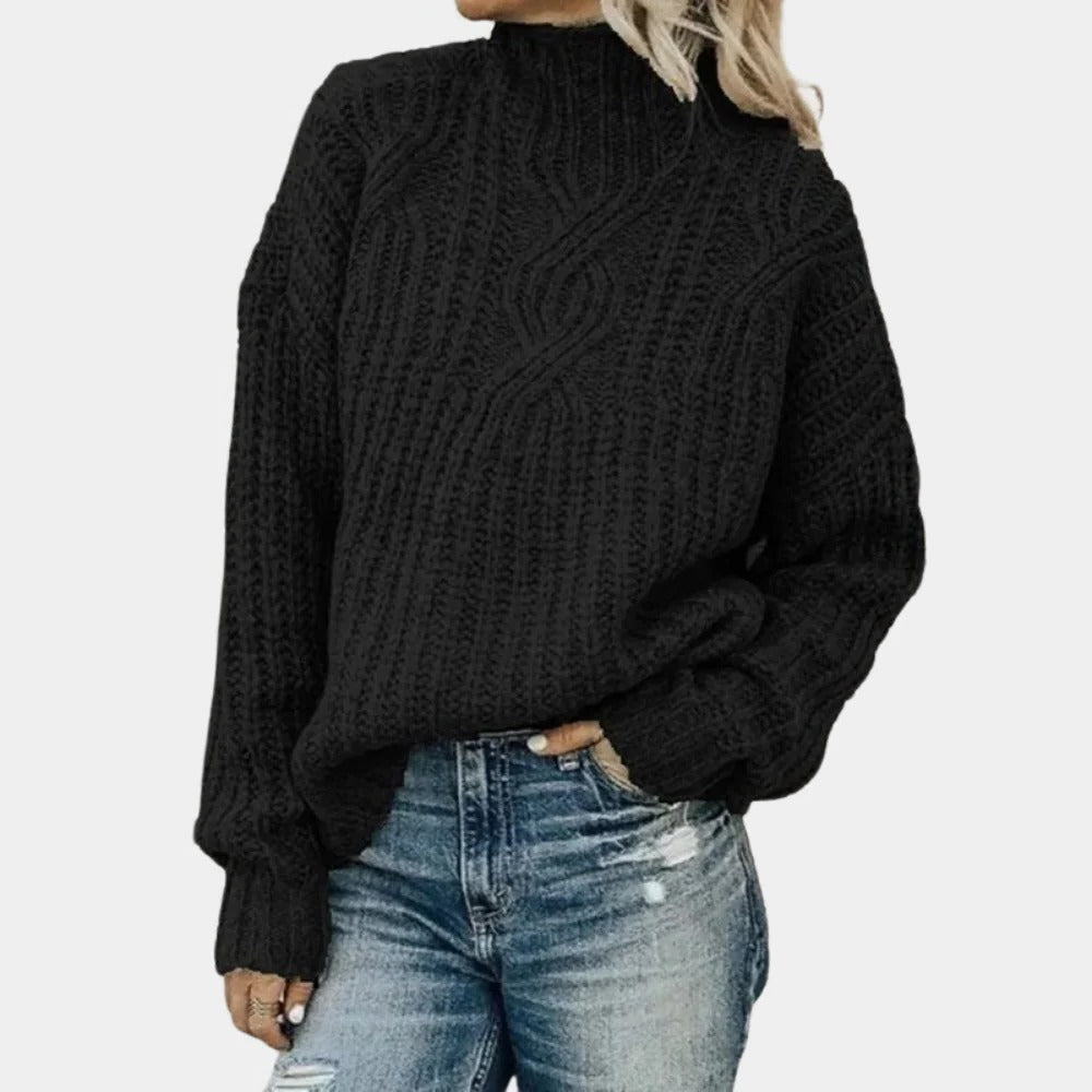 Weicher Strickpullover für Damen mit klassischer Passform für kalte Tage, Frühjahr und Herbst – S bis 2XL, in Grün, Weiß, Grau oder Schwarz