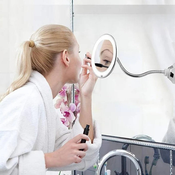 LED-Kosmetikspiegel mit 10-facher Vergrößerung für Make-up und Augenbrauen – beleuchtet, detailgenau, für Bad und Schminktisch